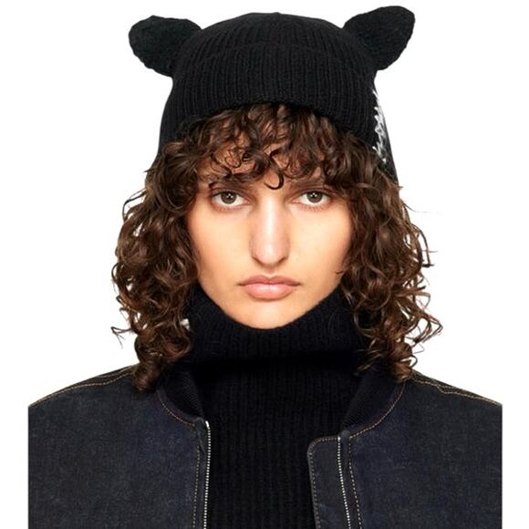 Marni Black Wool & Mohair Ears Beanie NWOT Size Large - Picture 1 of 8